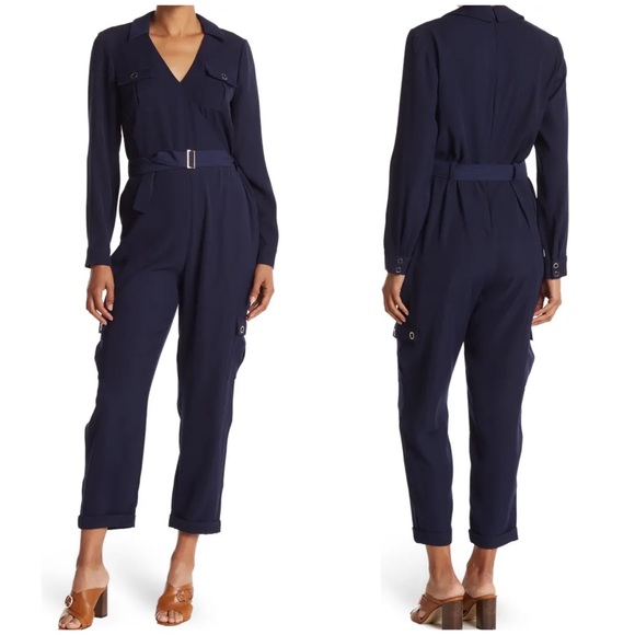 Ted Baker London Pants - NWT Ted Baker London Flan Belted Long Sleeve Utility Jumpsuit Navy Blue 3 & 5